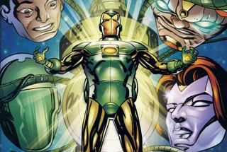 Iron Lantern #1 cover by Paul Smith and Atomic Paintbrush. One of the Marvel/DC Amagam comics of 1997. Image: Marvel/DC.